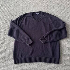 Men's Vintage Lands End Cotton V-neck Pullover Sweater. Navy XL Japan. Grandpa